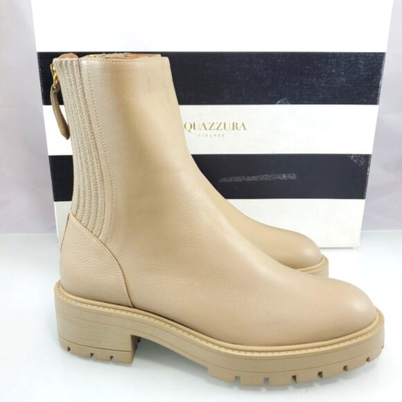 NWT$875 AQUAZZURA Saint Honoré Leather Combat Chunky Ankle Boots Sz 37, US 7 - Picture 9 of 16